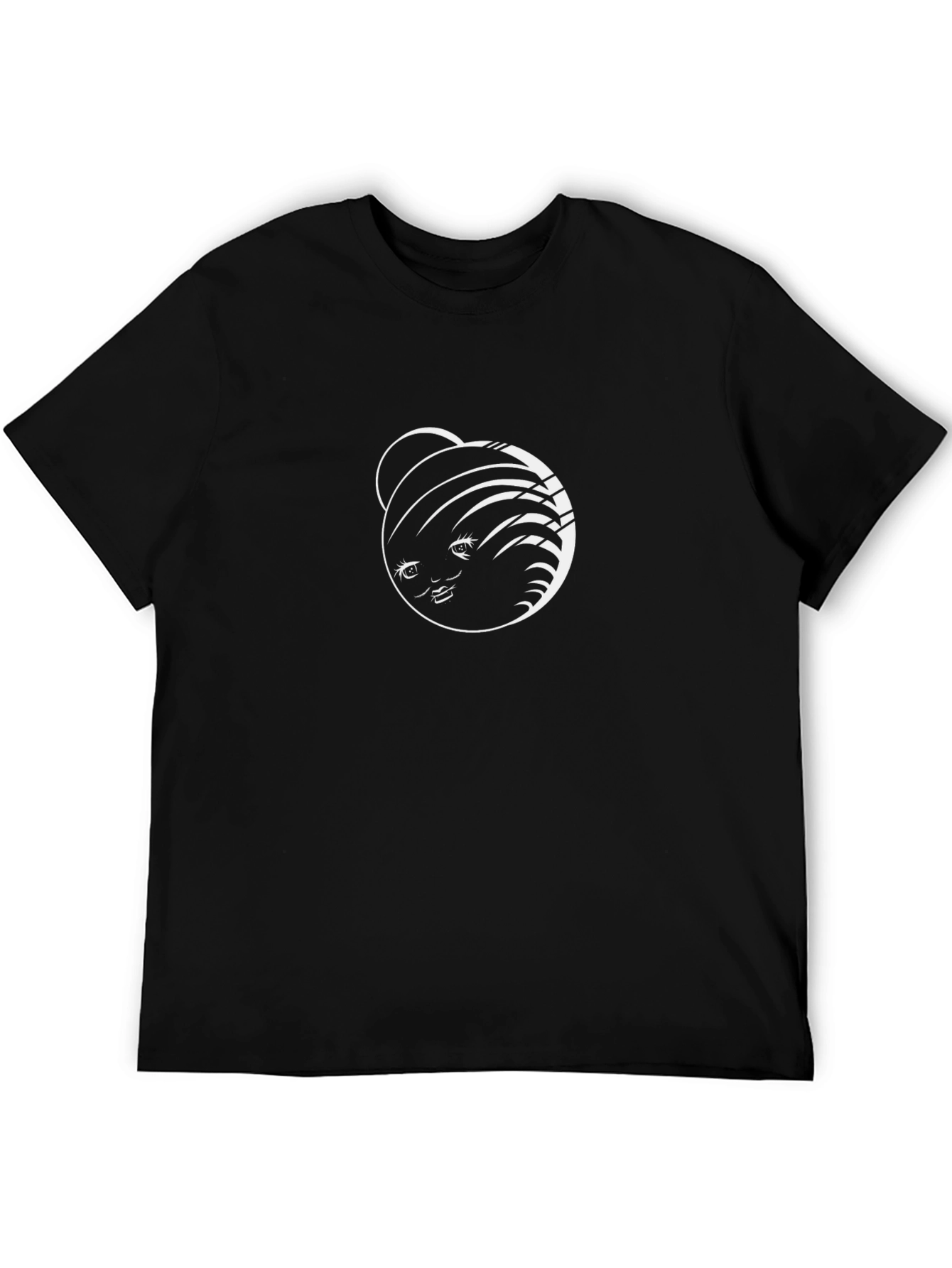 Graphic Print Crew Neck T-Shirt - Black