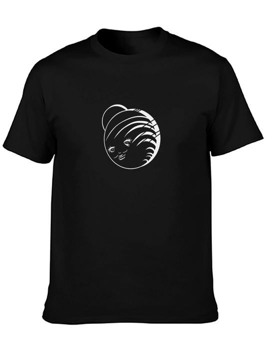Graphic Print Crew Neck T-Shirt - Black