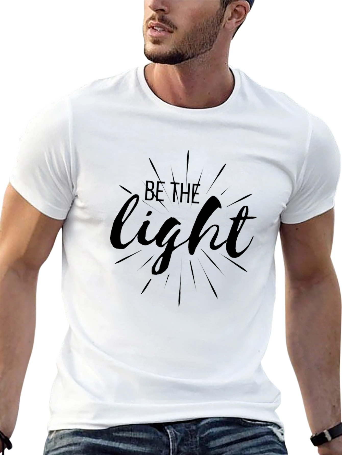 Be The Light - Stylish Black Graphic Tee