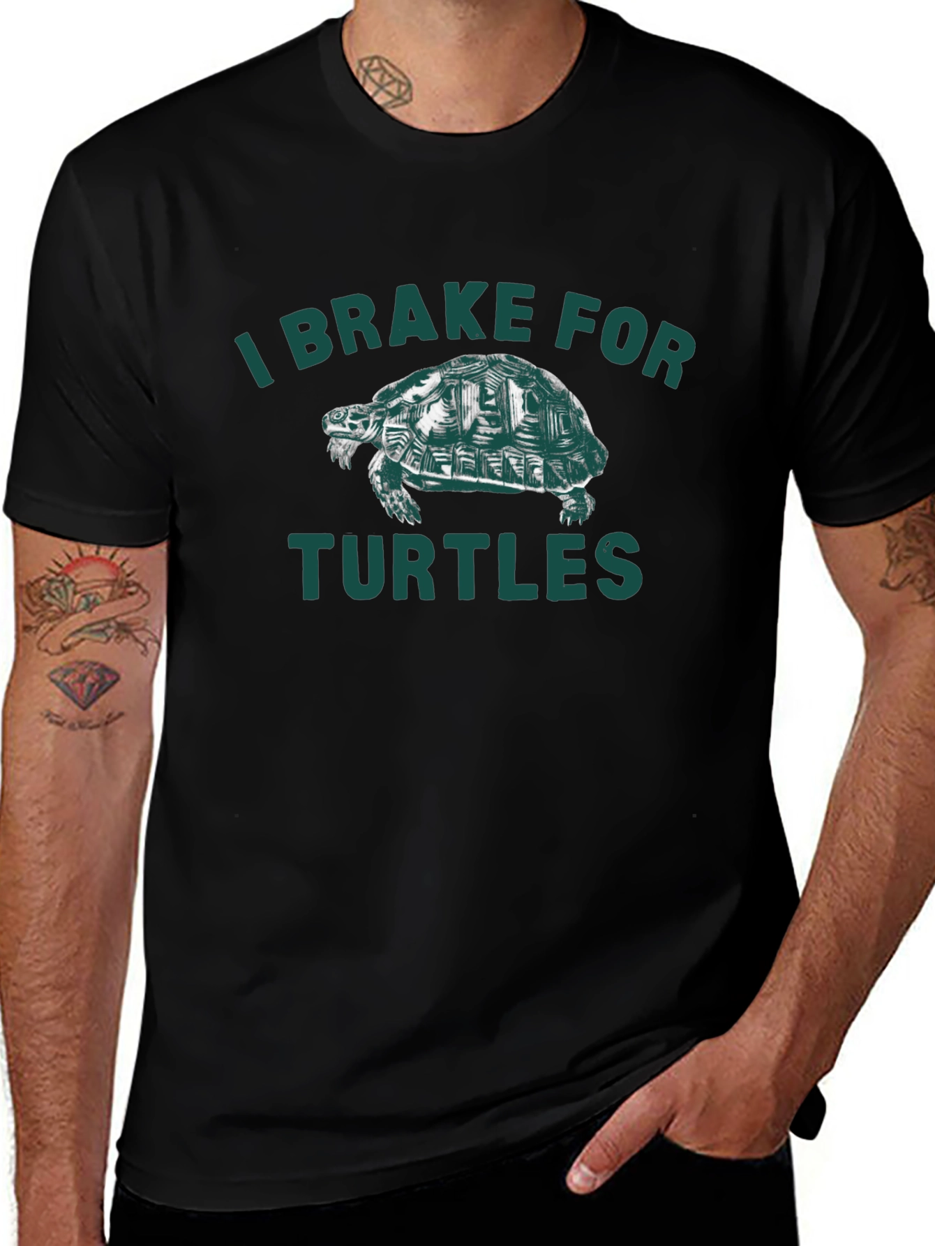 I Brake For Turtles Graphic Tee - Black