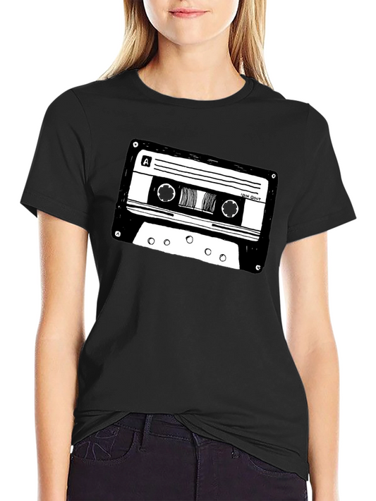 Retro Cassette Tape Graphic Tee - Black Unisex T-Shirt
