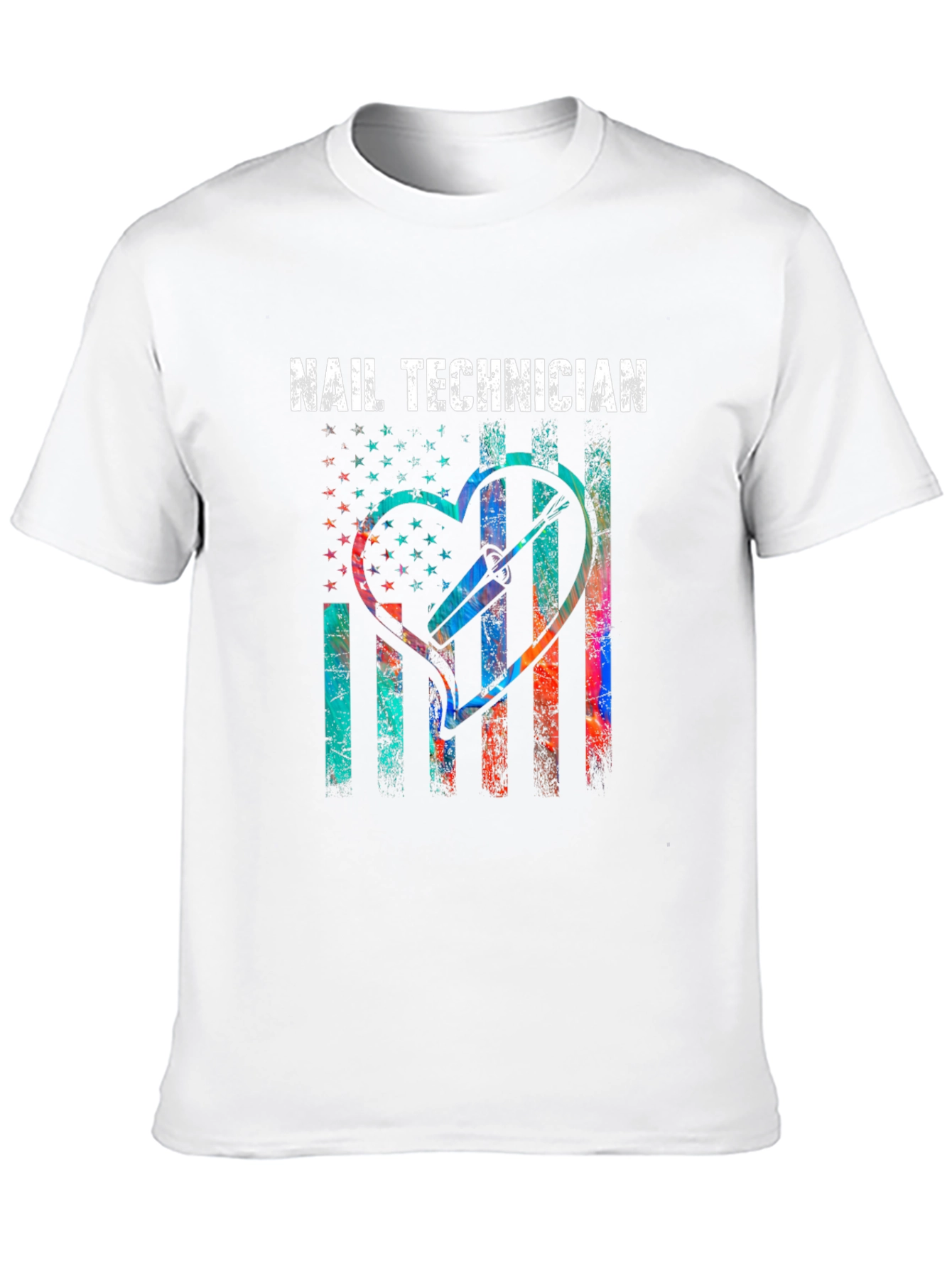 Nail Technician T-Shirt - Patriotic Heart Design