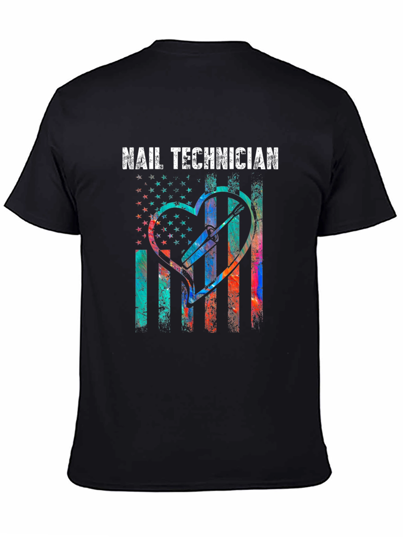 Nail Technician T-Shirt - Patriotic Heart Design