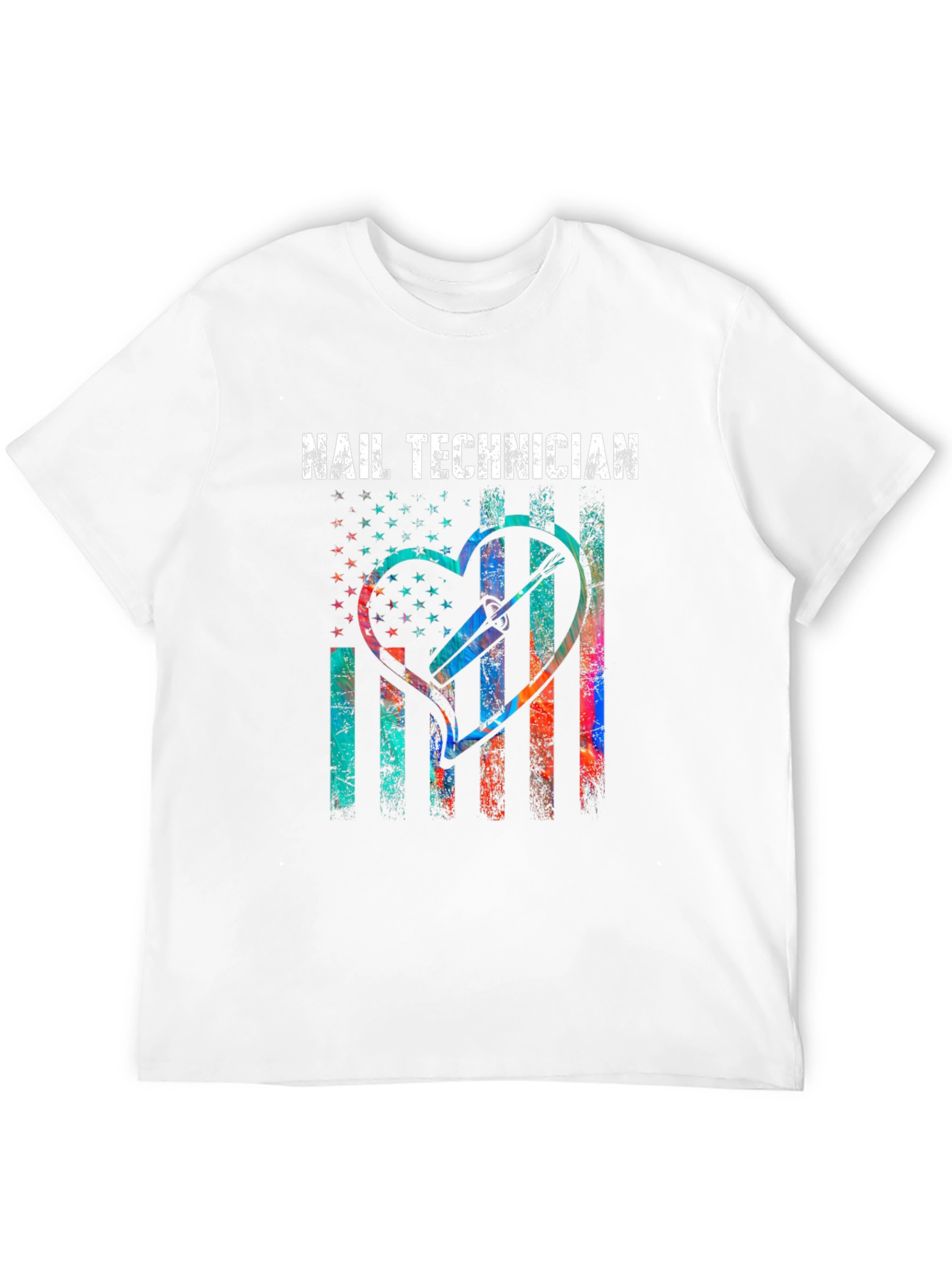 Nail Technician T-Shirt - Patriotic Heart Design