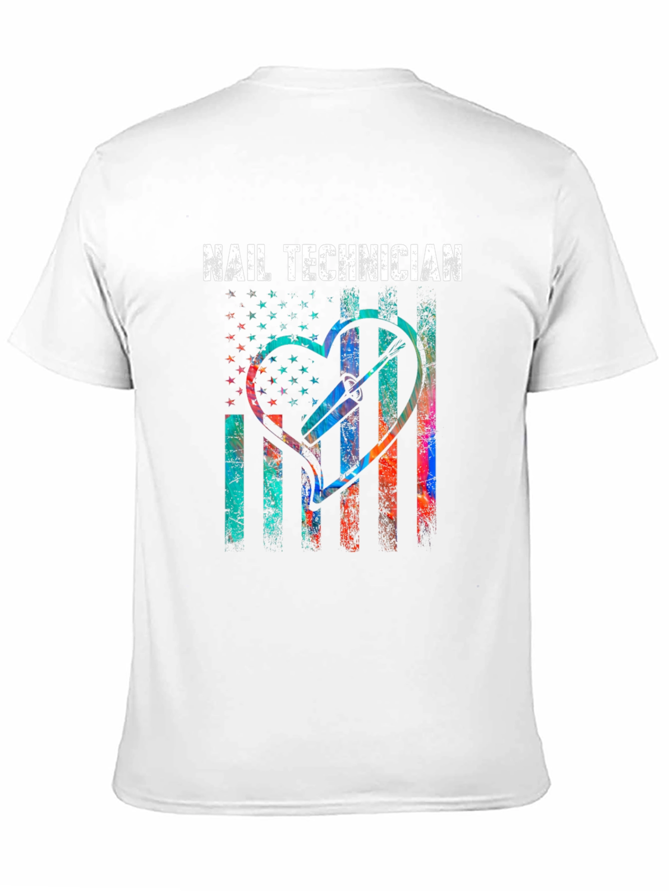 Nail Technician T-Shirt - Patriotic Heart Design