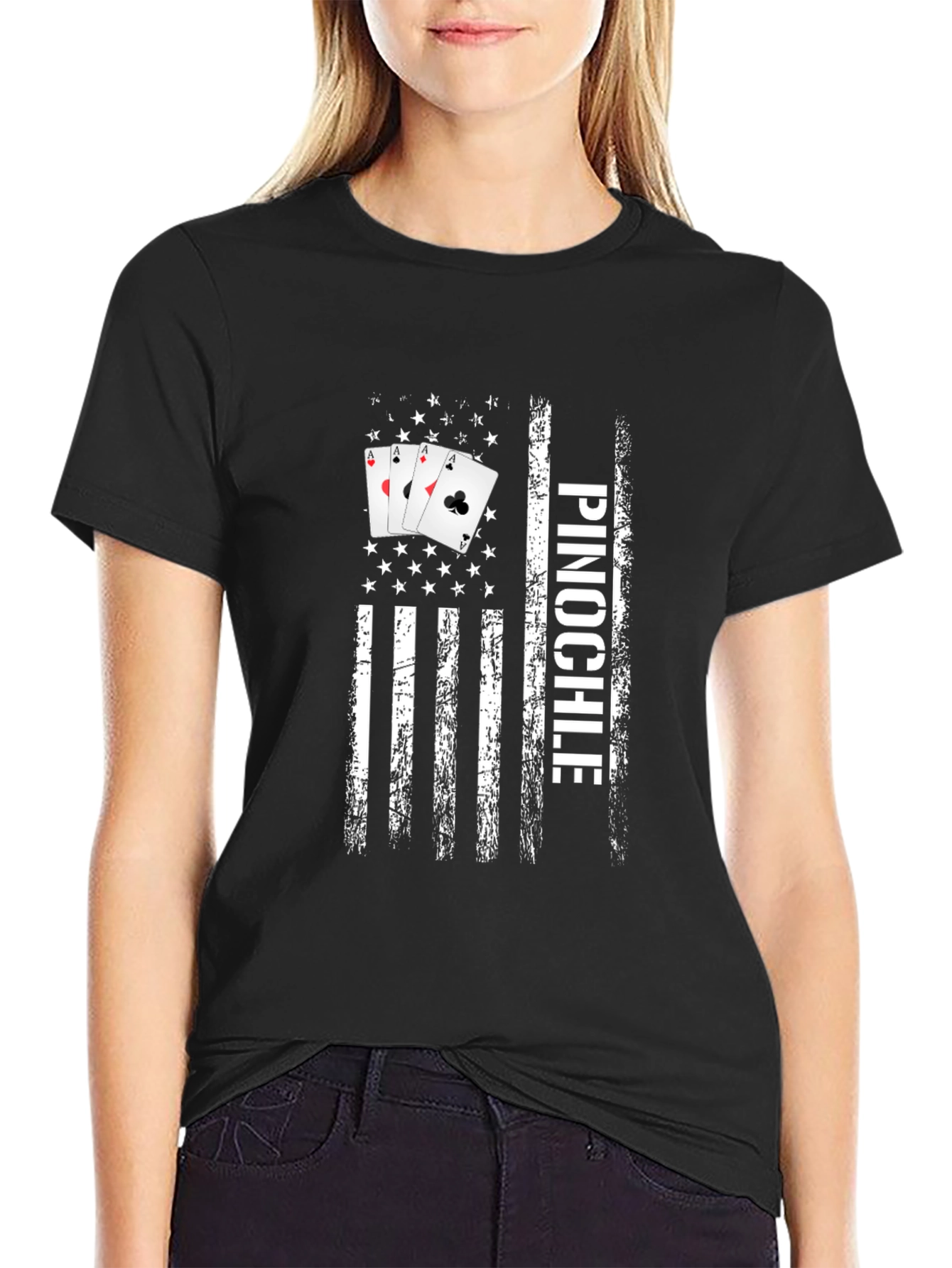 Pinochle USA Flag Graphic T-Shirt