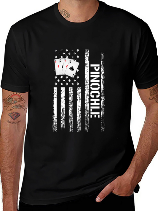 Pinochle USA Flag Graphic T-Shirt