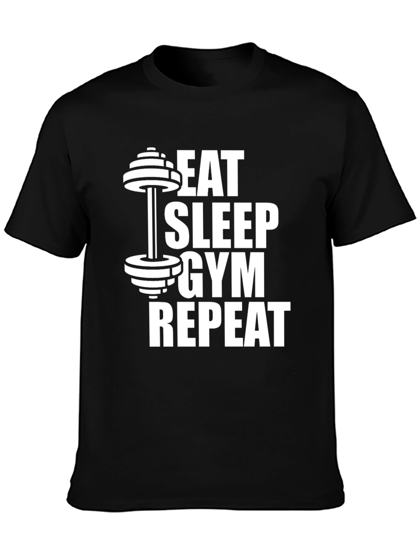 Eat Sleep Gym Repeat Black Graphic Tee