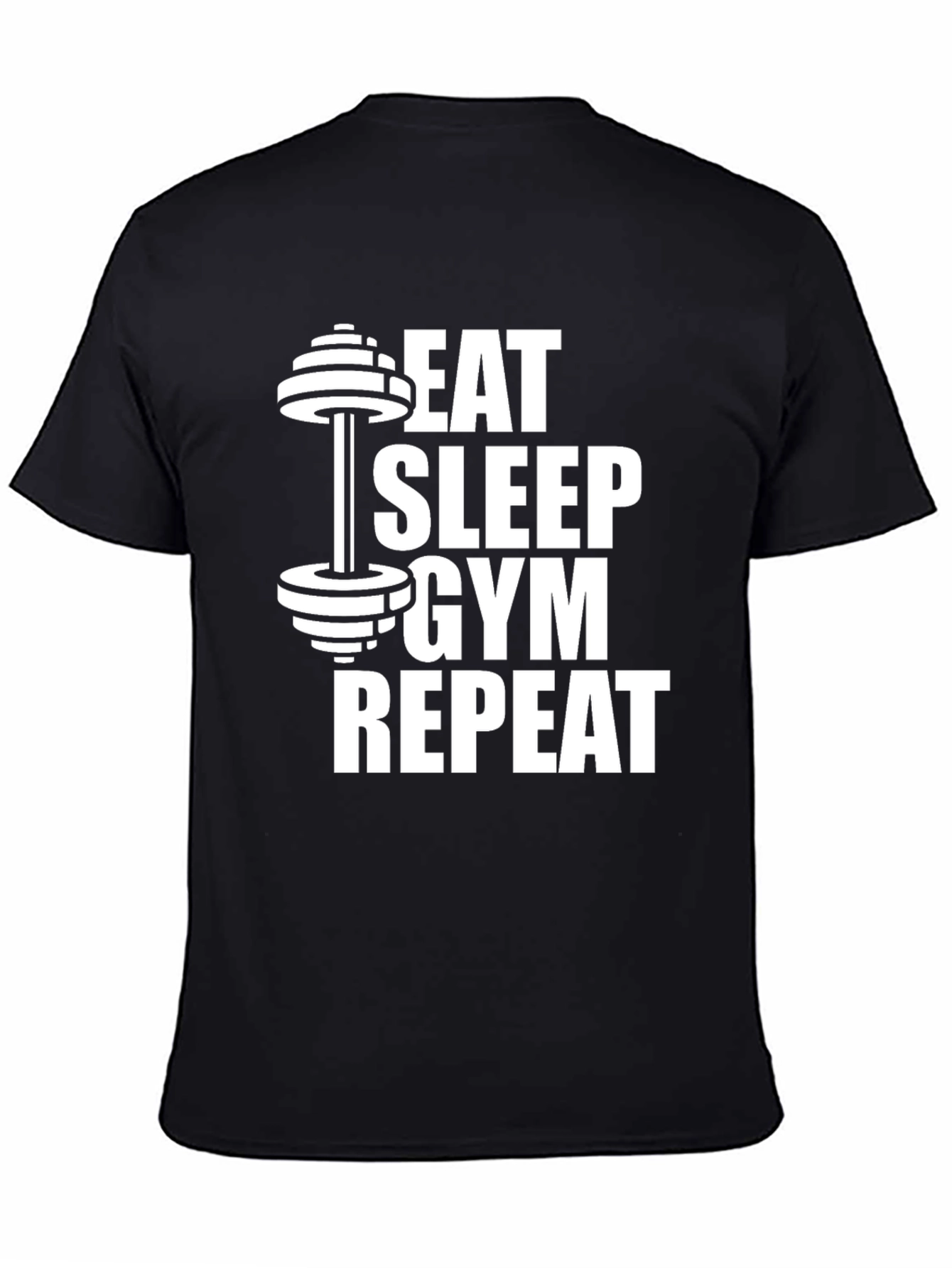 Eat Sleep Gym Repeat Black Graphic Tee