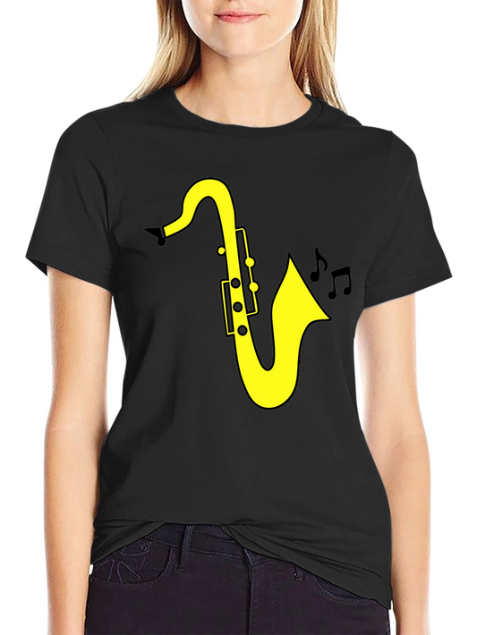 Saxophone Music T-Shirt - Black Cotton Tee for Musicians