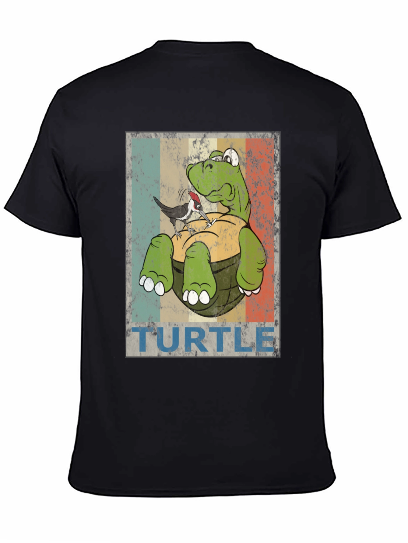 Retro Turtle & Bird Graphic T-Shirt