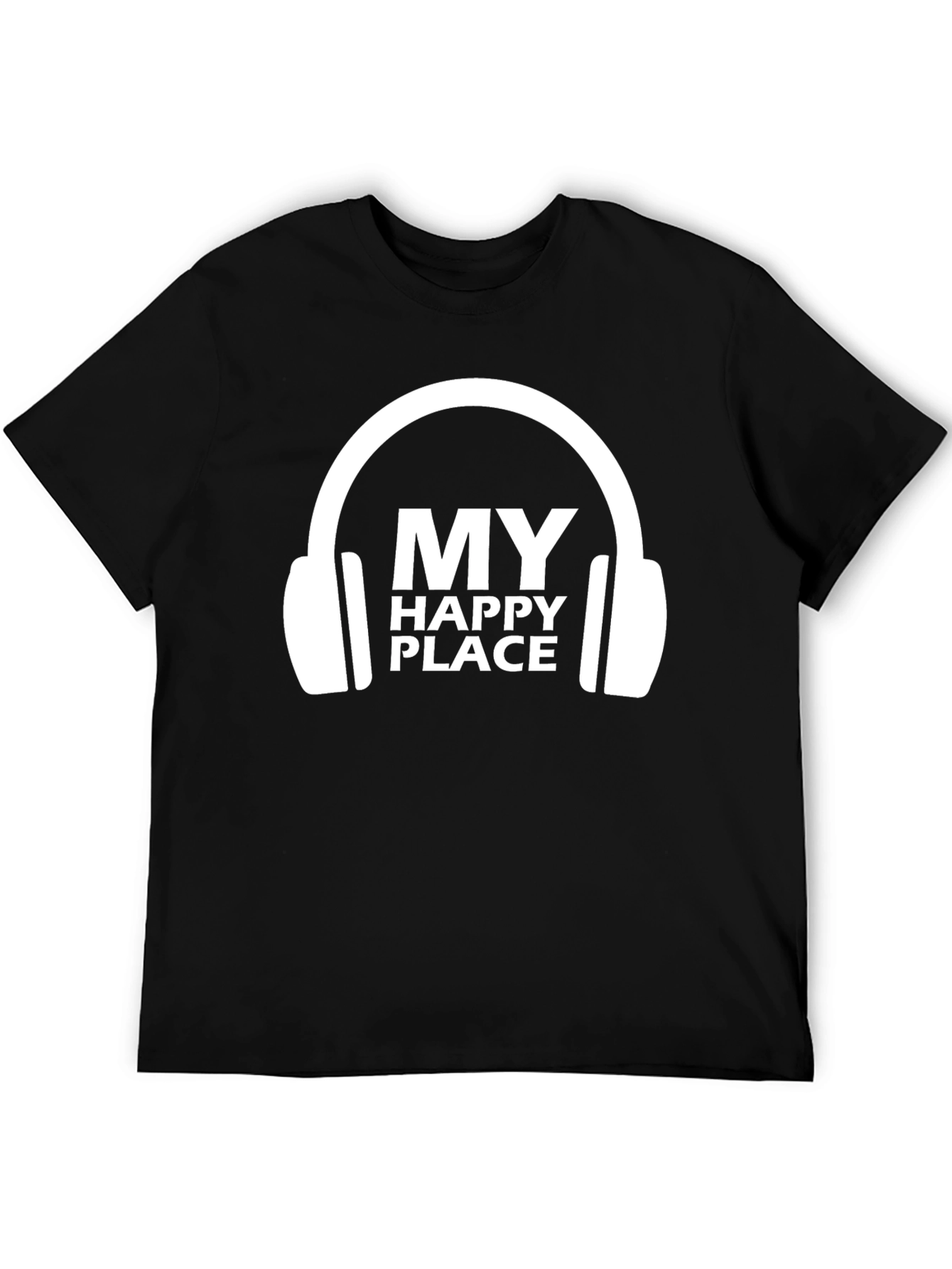 My Happy Place Headphones Graphic Tee - Black