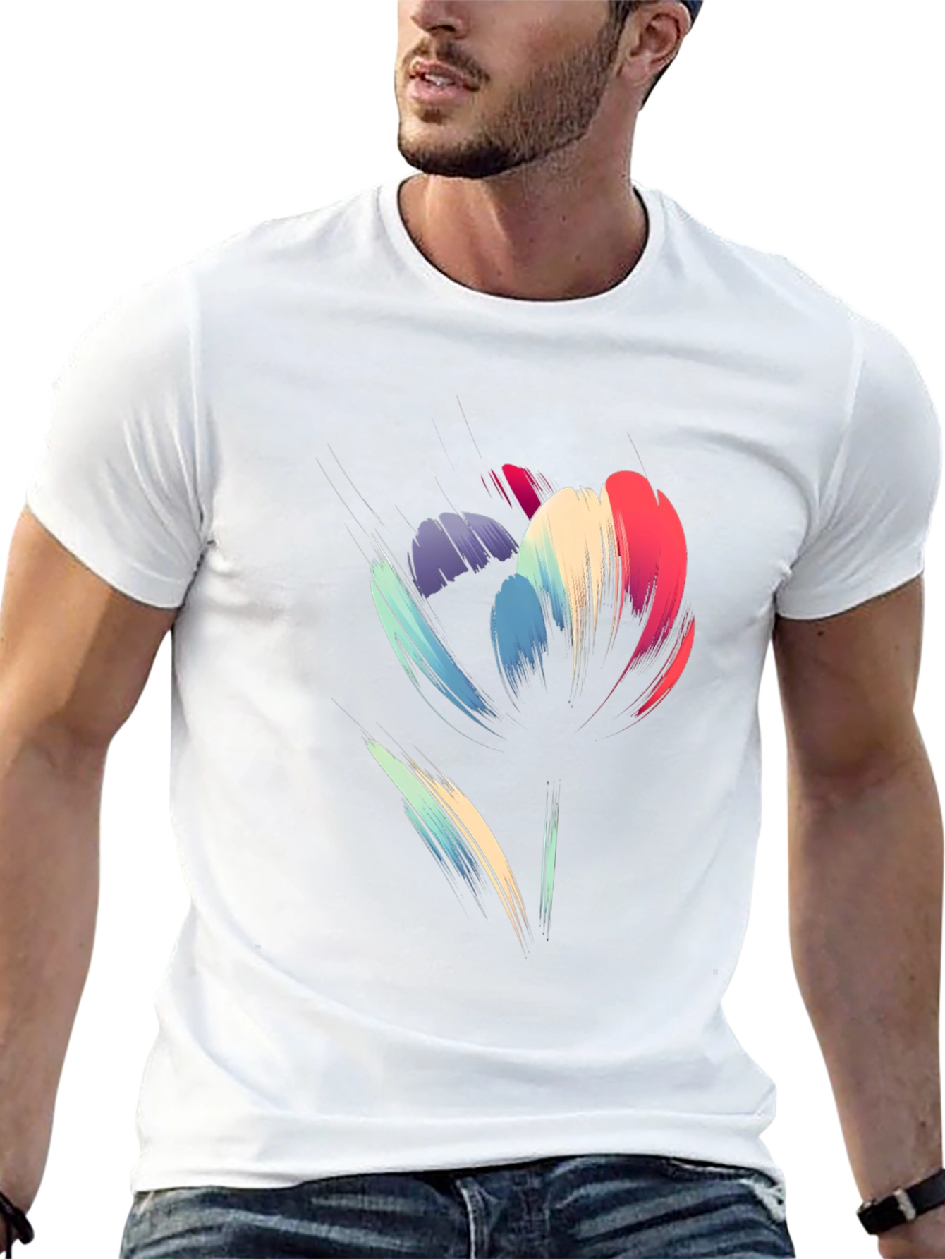 Abstract Floral Graphic Print Black T-Shirt