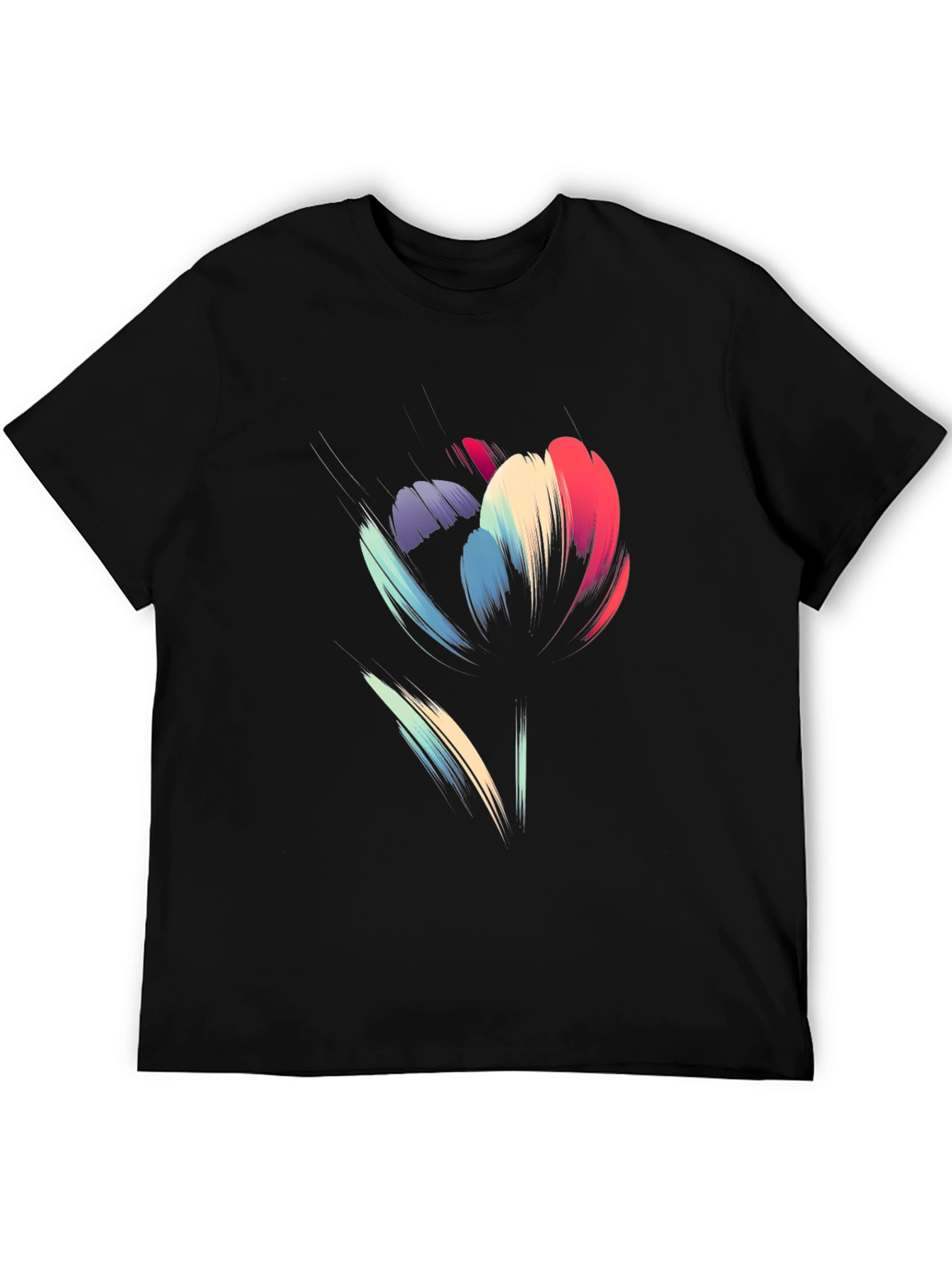 Abstract Floral Graphic Print Black T-Shirt