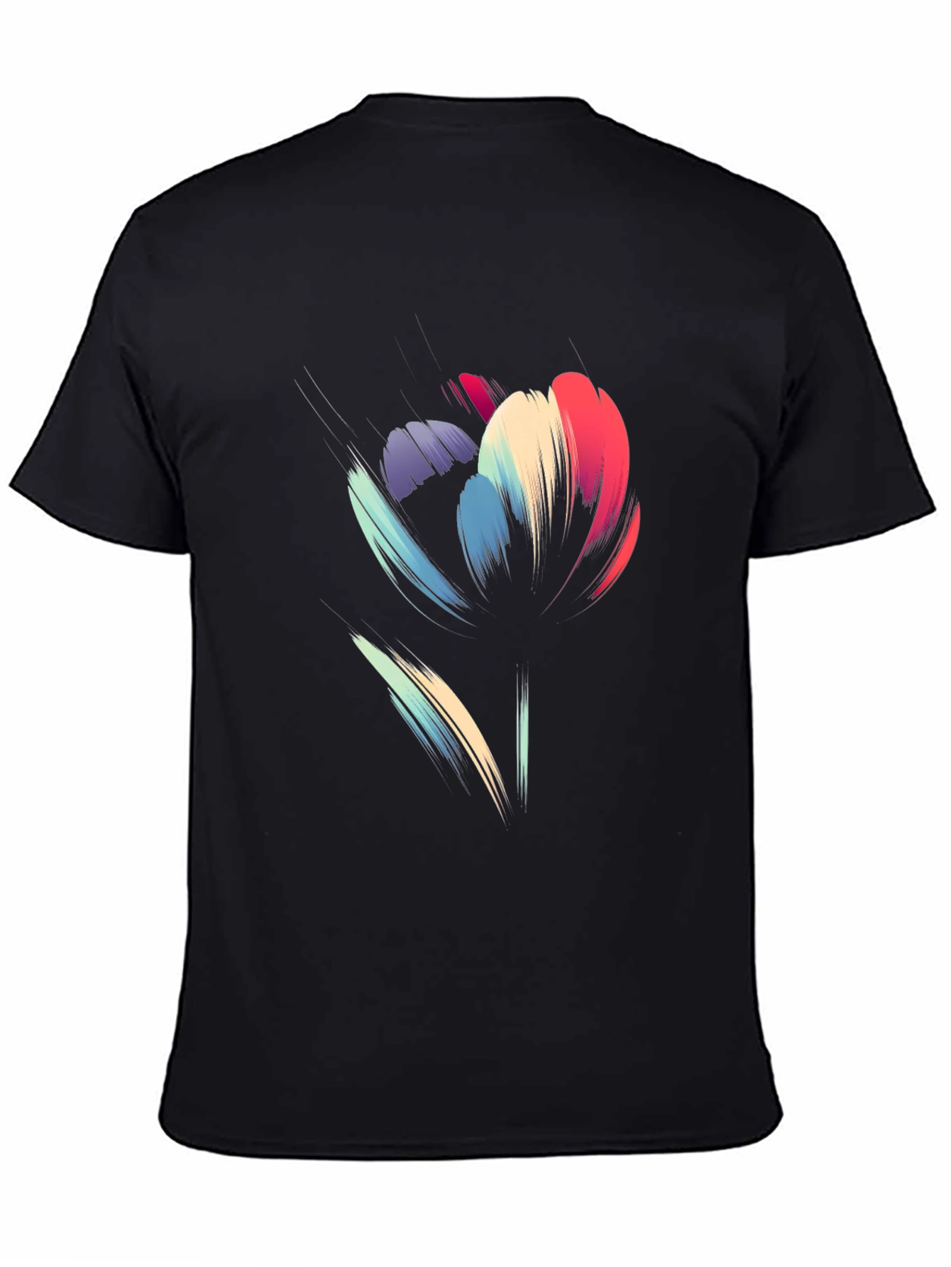 Abstract Floral Graphic Print Black T-Shirt