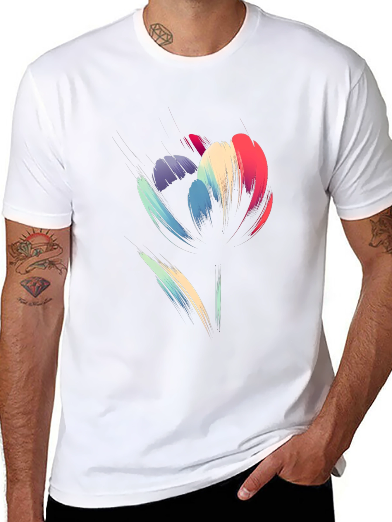 Abstract Floral Graphic Print Black T-Shirt