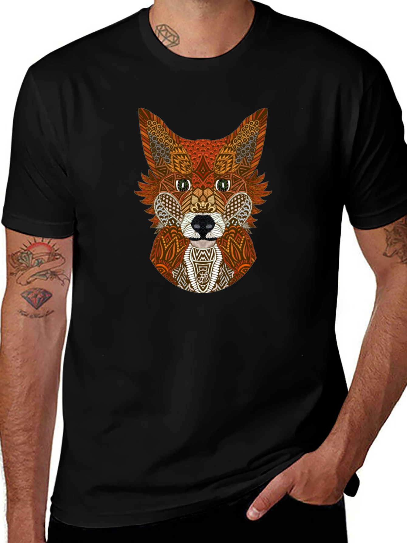 Geometric Fox Graphic Tee - Stylish Animal Print Shirt