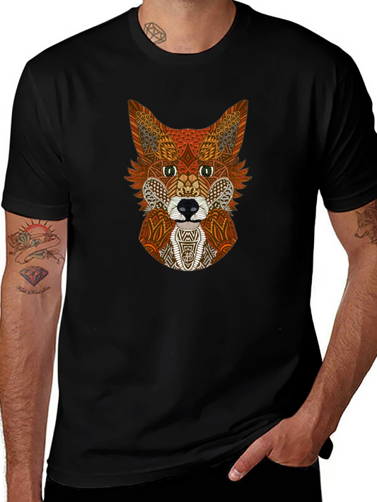 Geometric Fox Graphic Tee - Stylish Animal Print Shirt