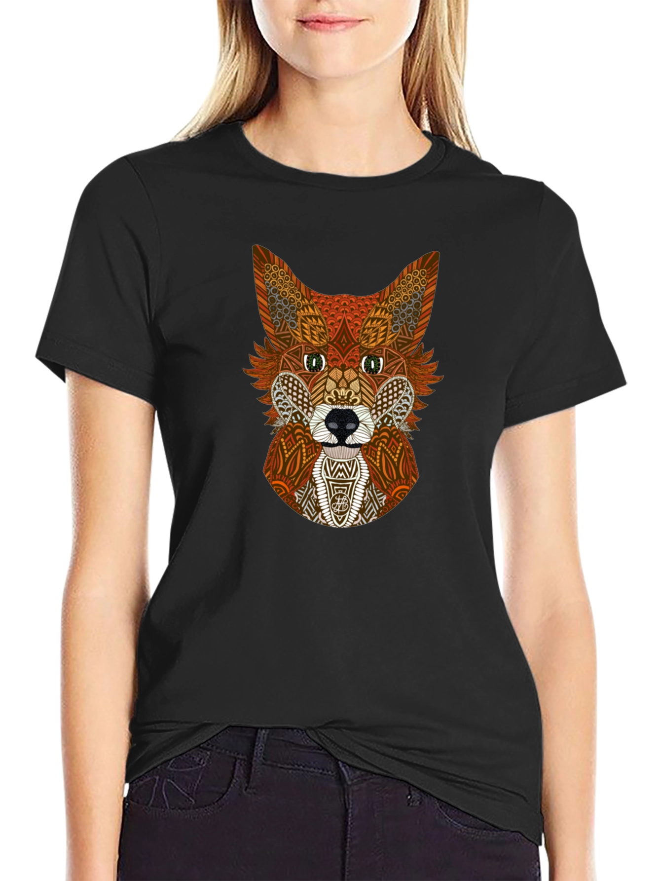 Geometric Fox Graphic Tee - Stylish Animal Print Shirt
