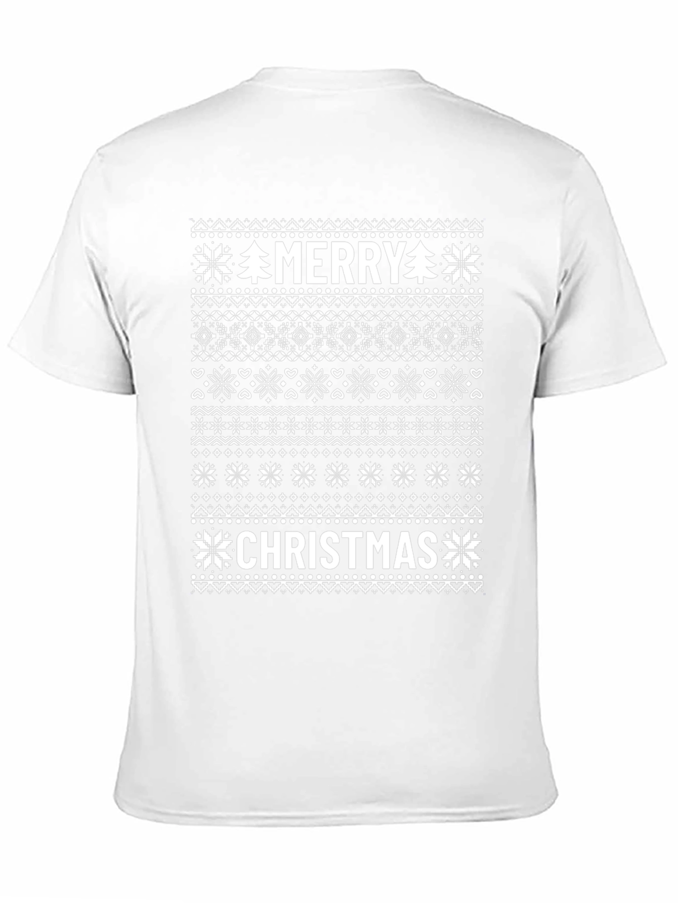 Merry Christmas Sweater Pattern Black T-Shirt