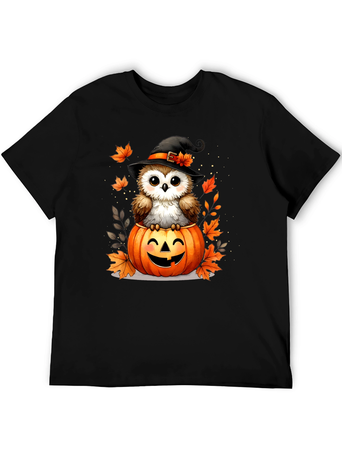 Halloween Owl T-Shirt - Pumpkin Witch Design