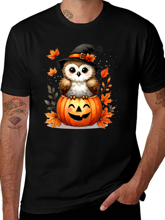 Halloween Owl T-Shirt - Pumpkin Witch Design