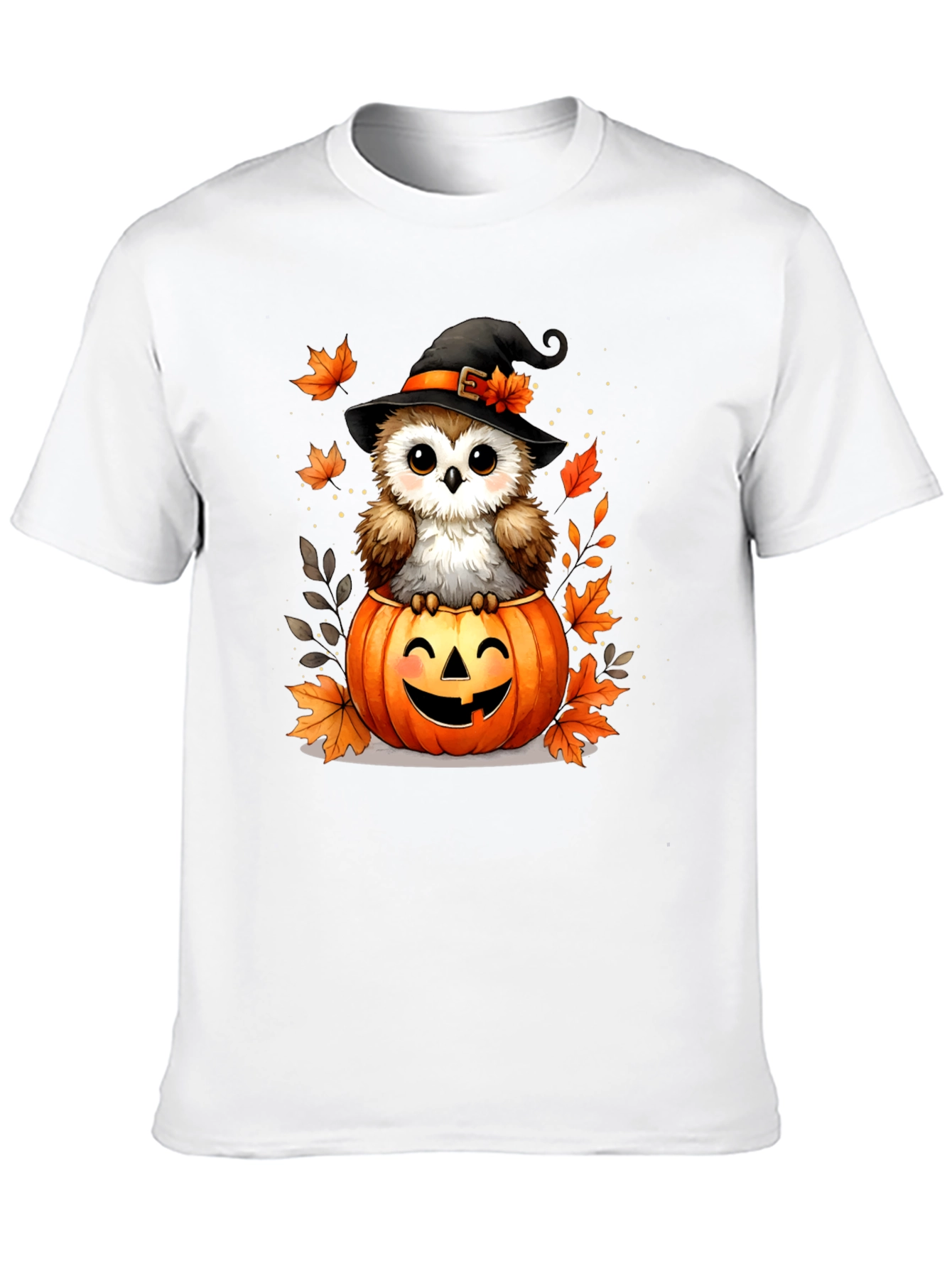Halloween Owl T-Shirt - Pumpkin Witch Design