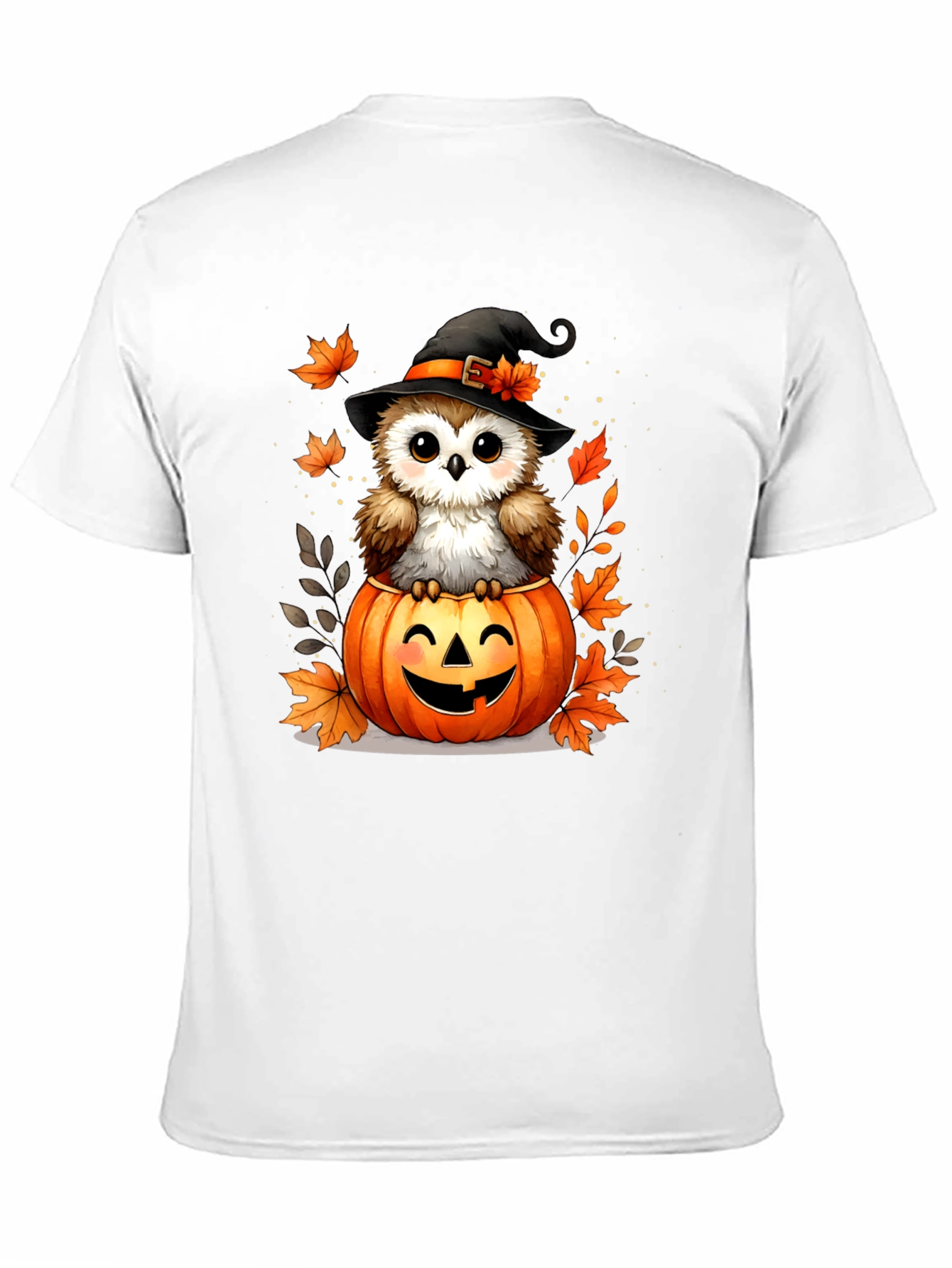 Halloween Owl T-Shirt - Pumpkin Witch Design