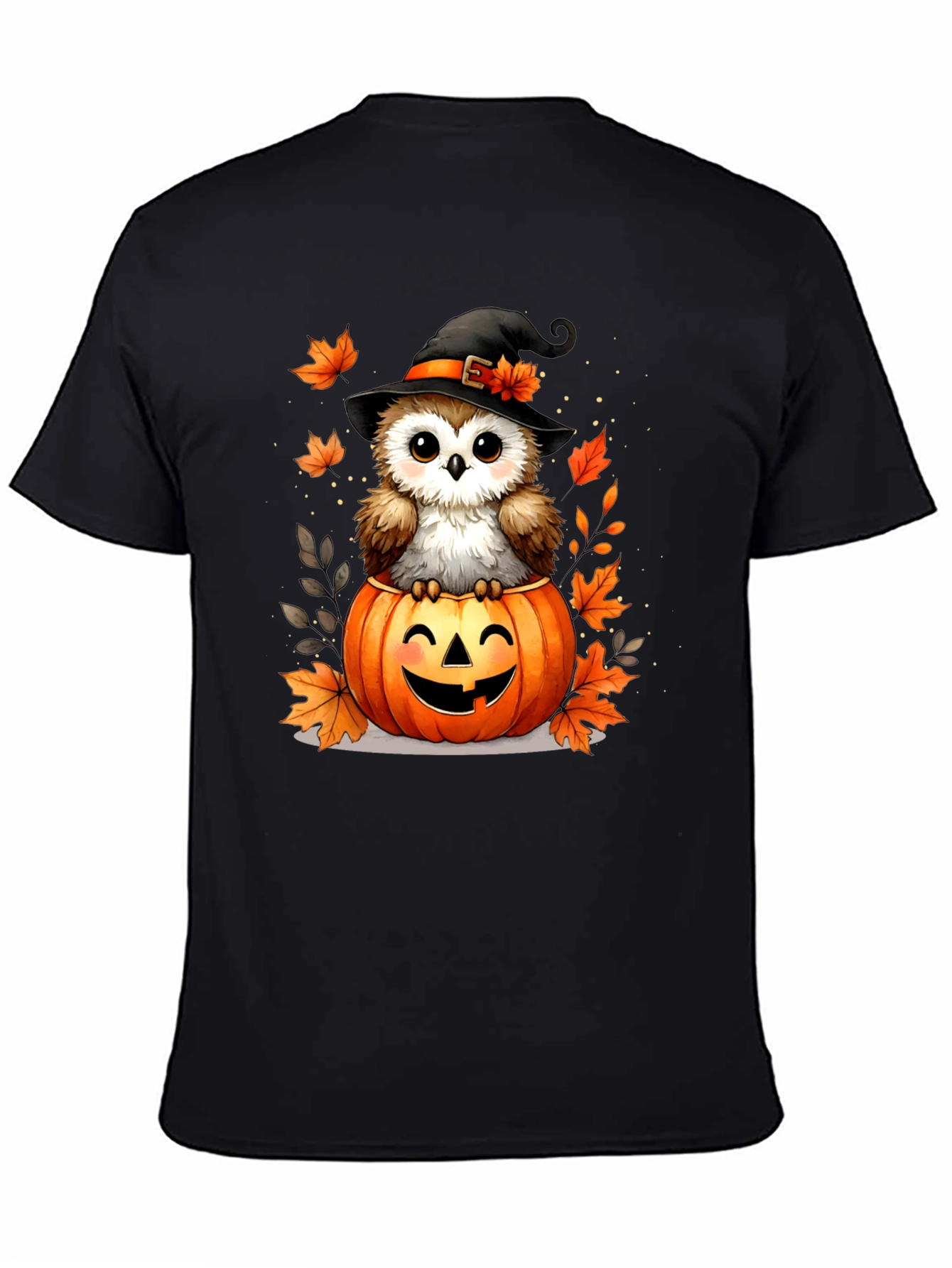 Halloween Owl T-Shirt - Pumpkin Witch Design