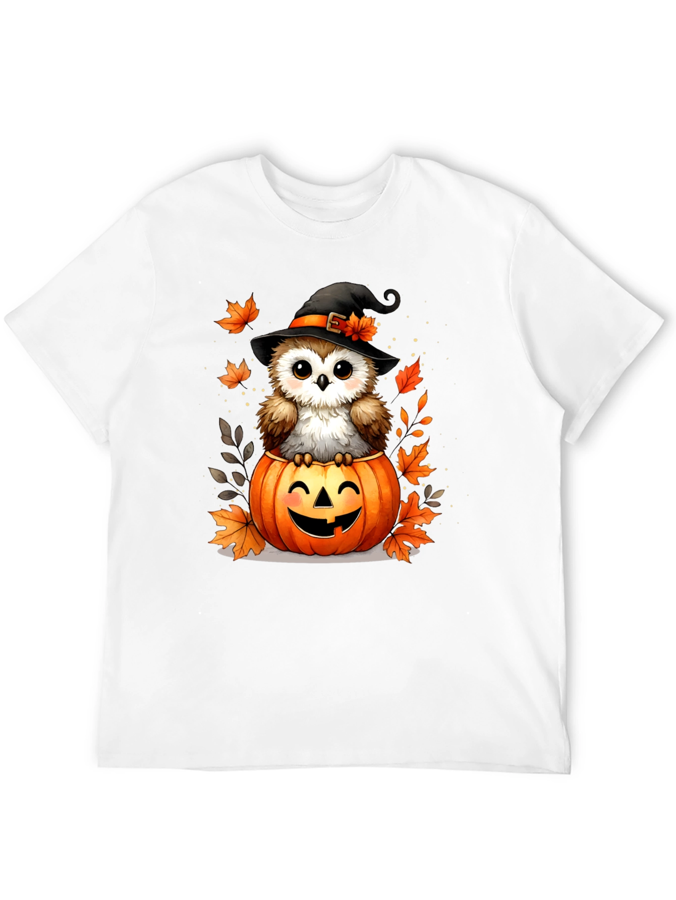 Halloween Owl T-Shirt - Pumpkin Witch Design