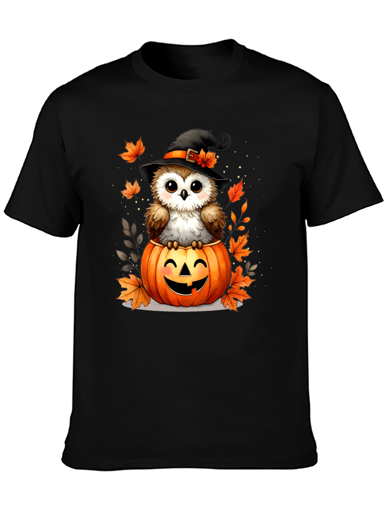 Halloween Owl T-Shirt - Pumpkin Witch Design