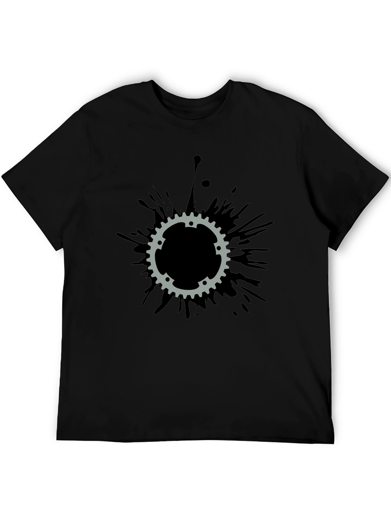 Gear Splatter T-Shirt - Black Cotton Tee