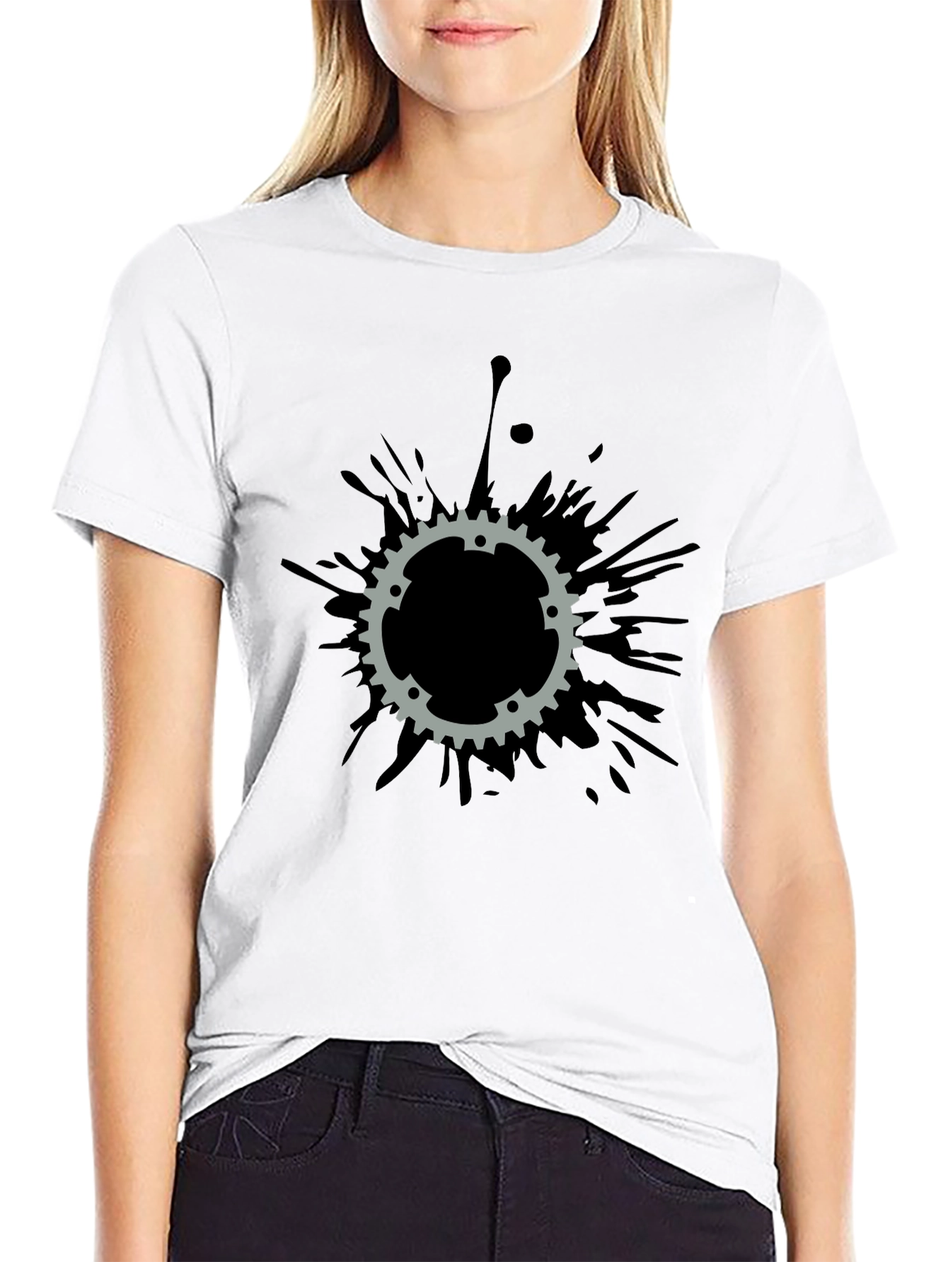 Gear Splatter T-Shirt - Black Cotton Tee