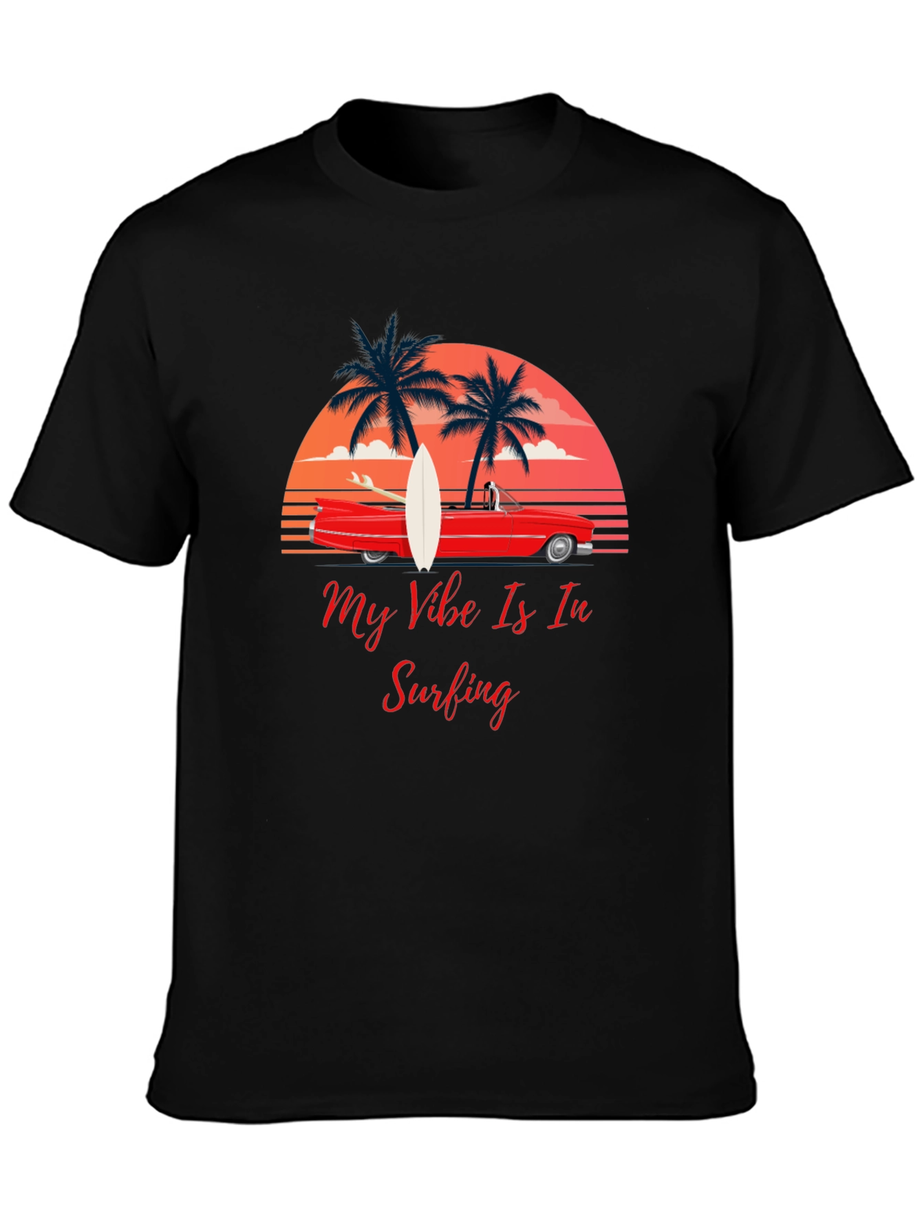 Surfing Vibe T-Shirt - Beach Car Palm Trees
