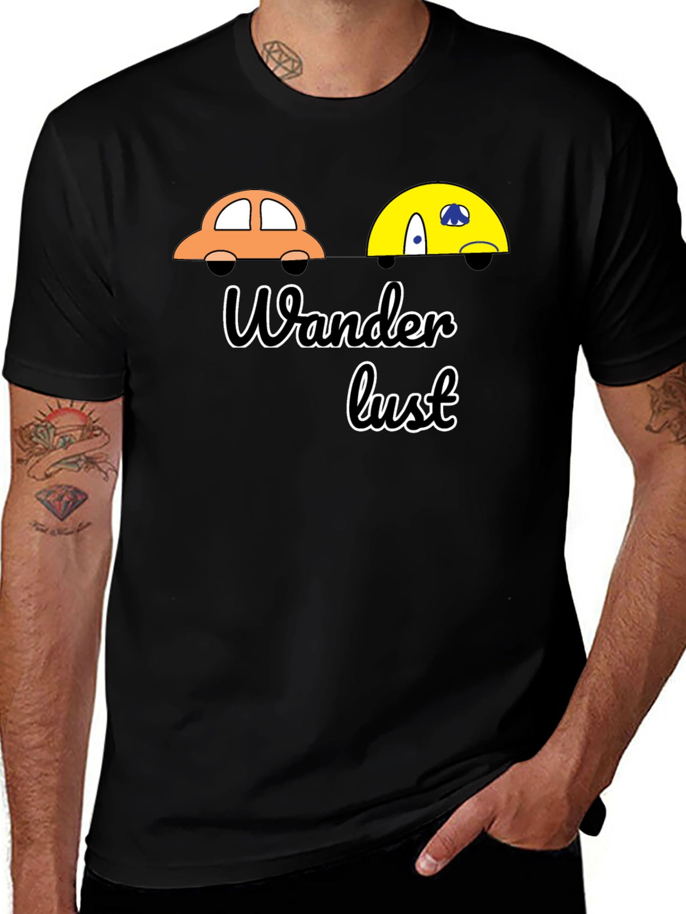 Wanderlust Car Graphic Black T-Shirt