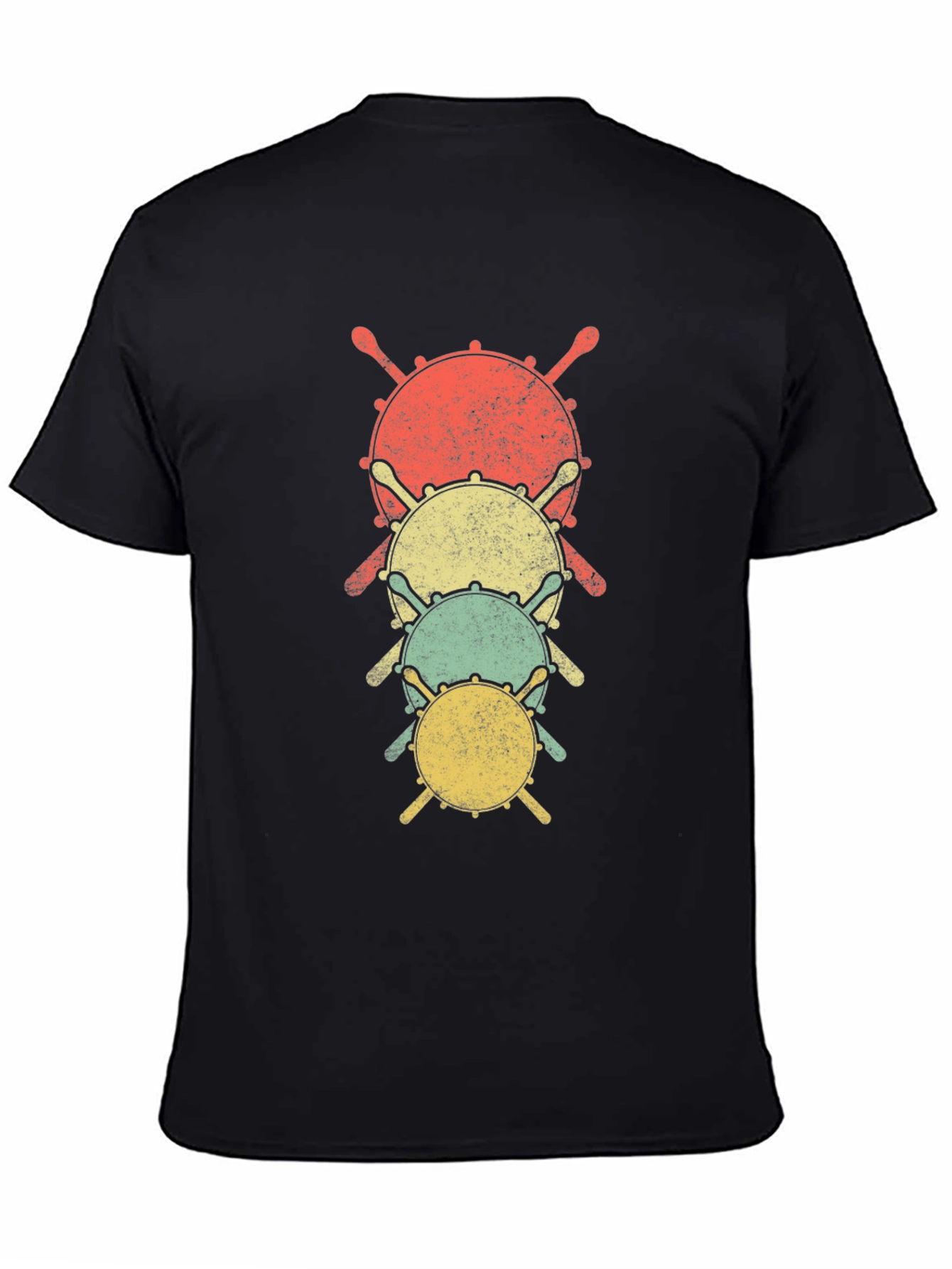 Retro Drum Stack Graphic Tee - Musicians Black T-Shirt