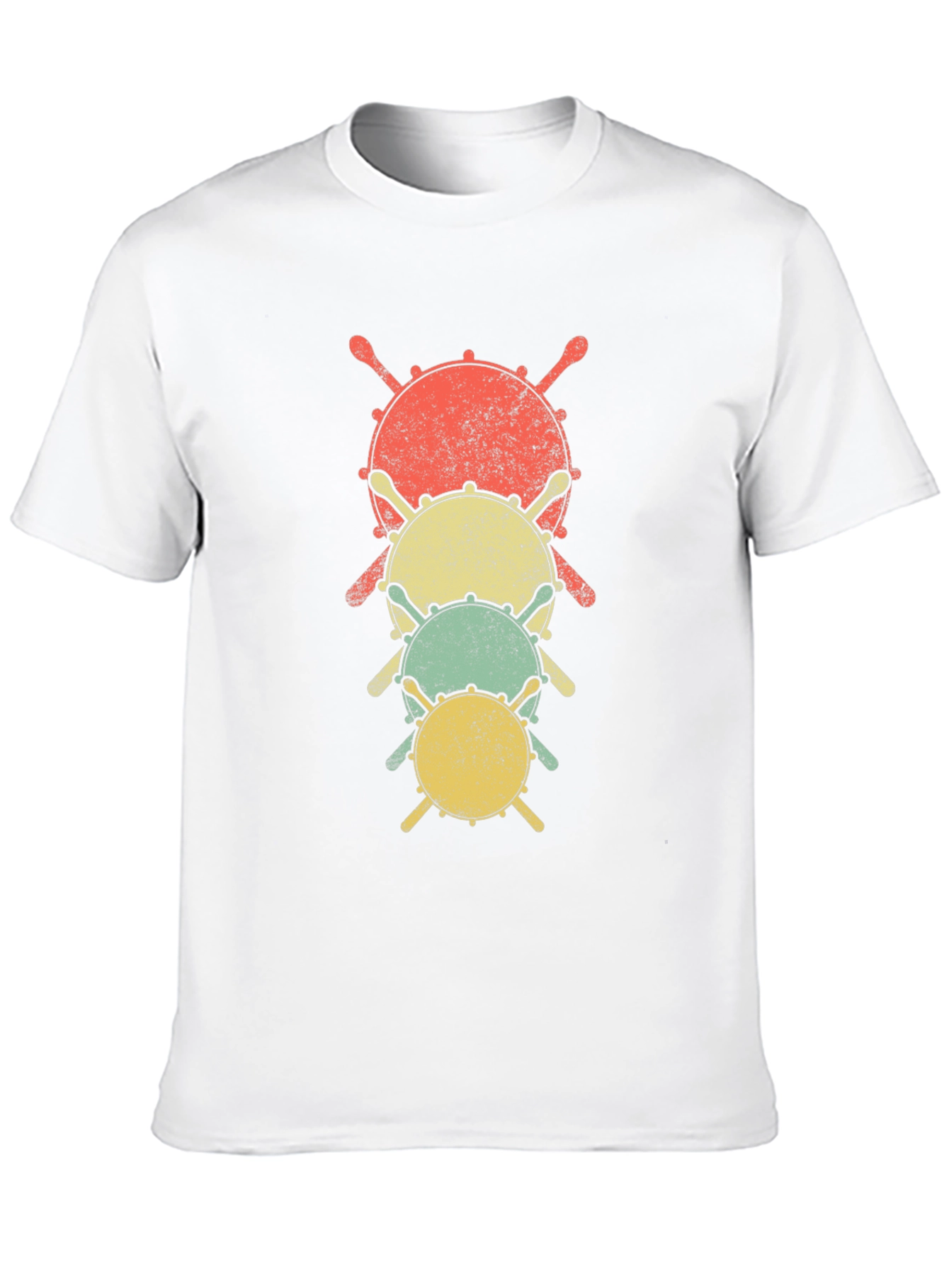 Retro Drum Stack Graphic Tee - Musicians Black T-Shirt