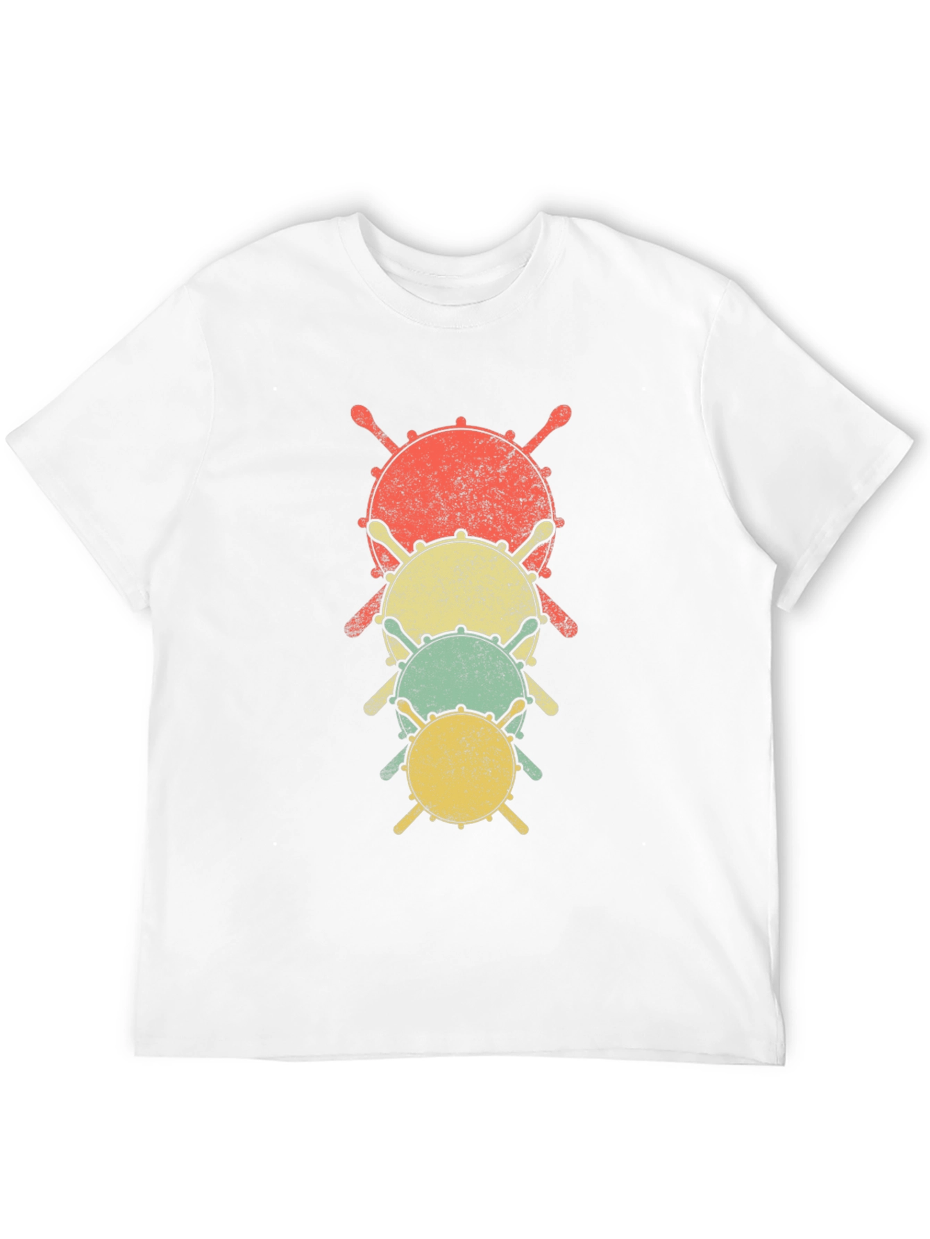 Retro Drum Stack Graphic Tee - Musicians Black T-Shirt