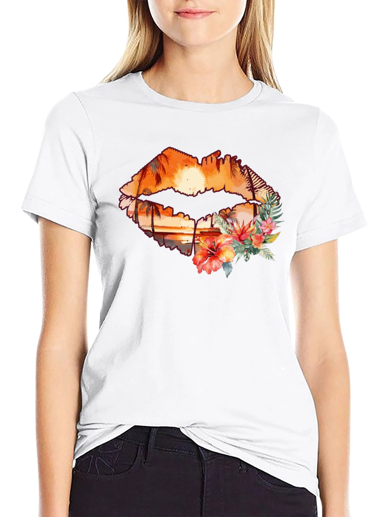 Sunset Lips Graphic T-Shirt - Tropical Paradise