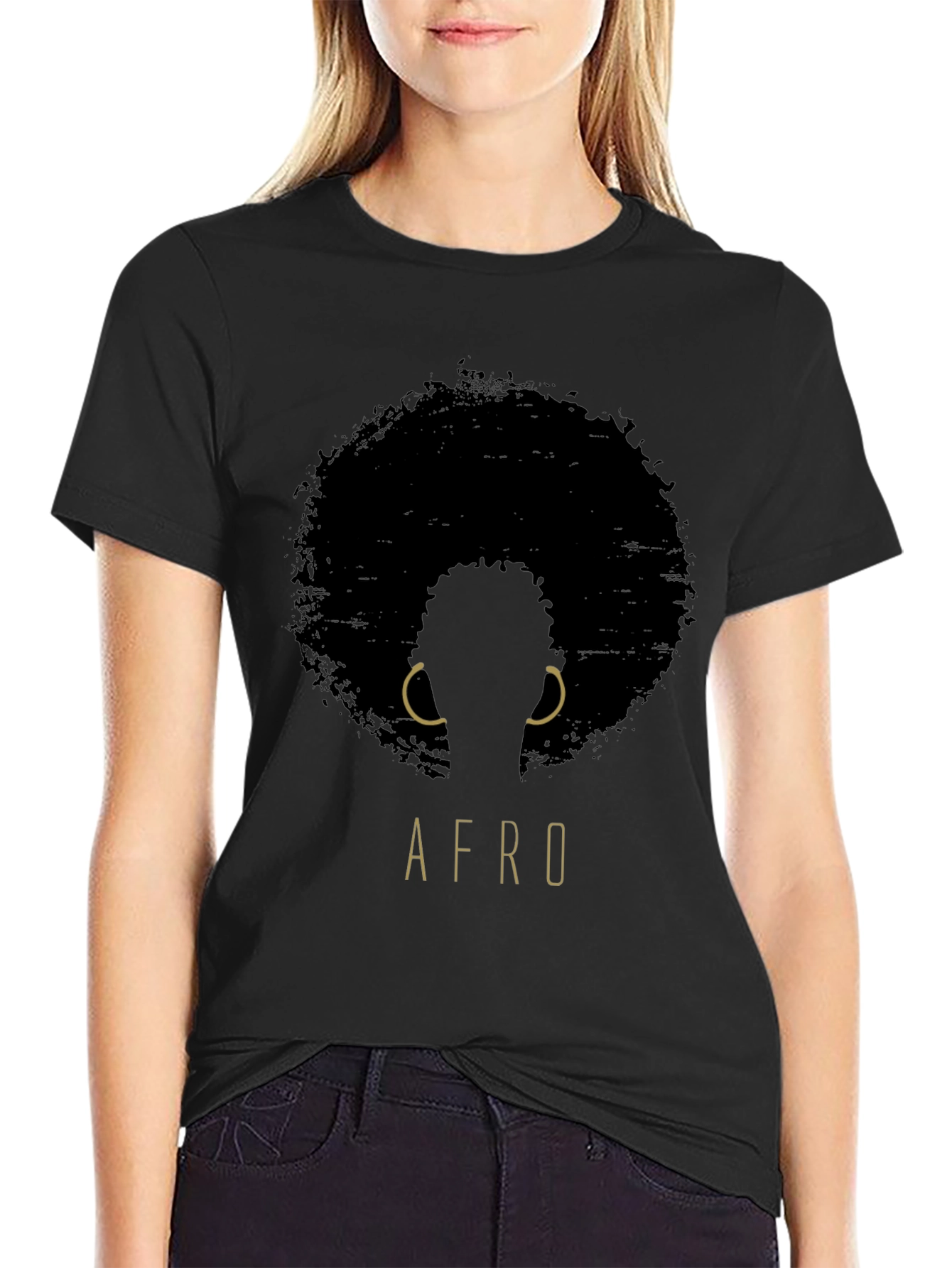 Afro Silhouette Graphic Tee - Black Unisex T-Shirt