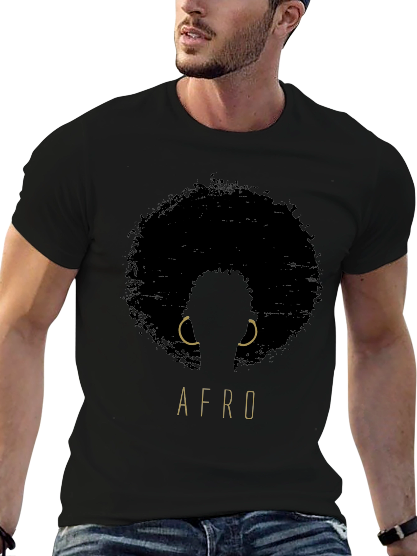 Afro Silhouette Graphic Tee - Black Unisex T-Shirt
