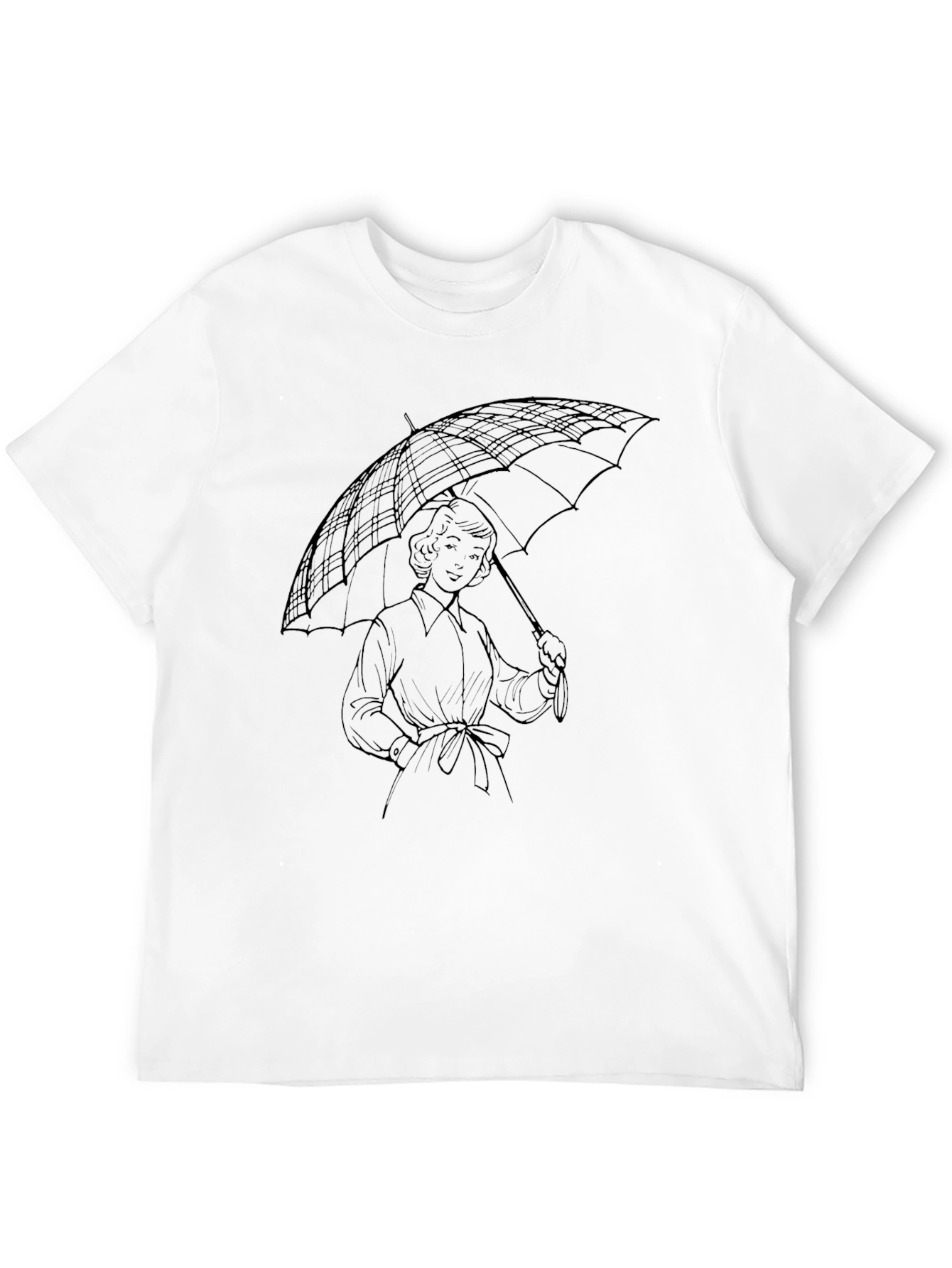Classic Woman with Umbrella Black T-Shirt