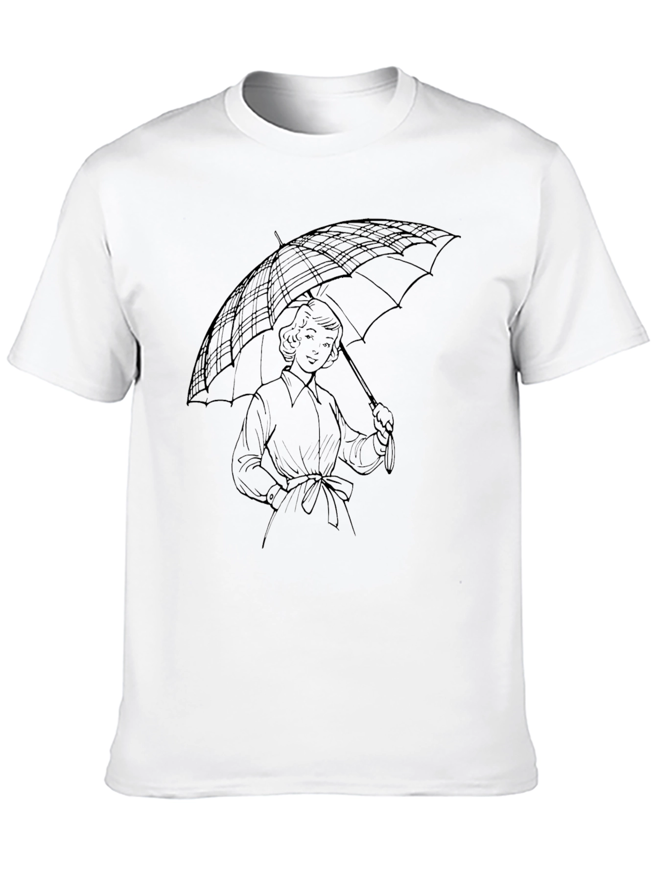 Classic Woman with Umbrella Black T-Shirt