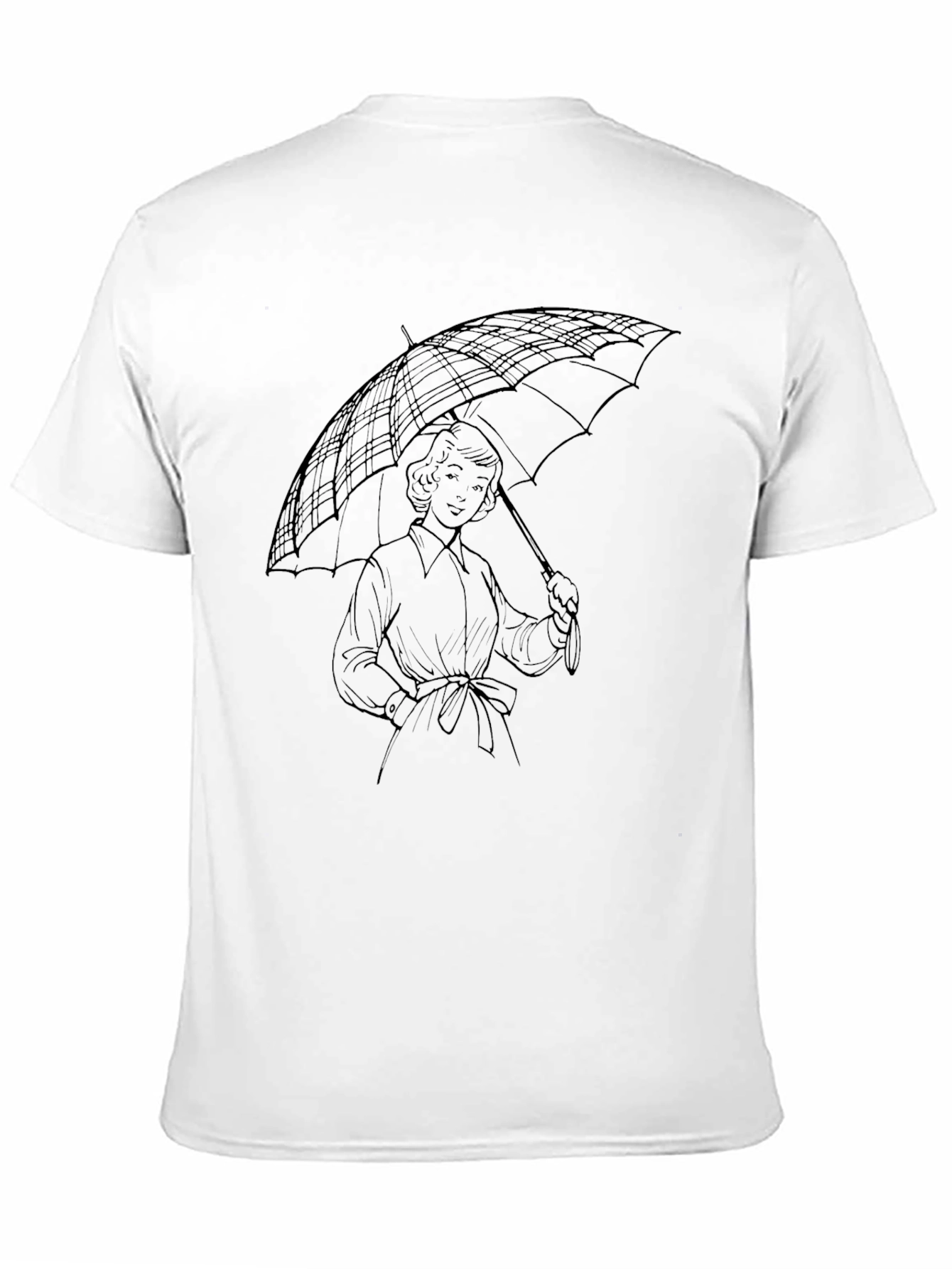 Classic Woman with Umbrella Black T-Shirt