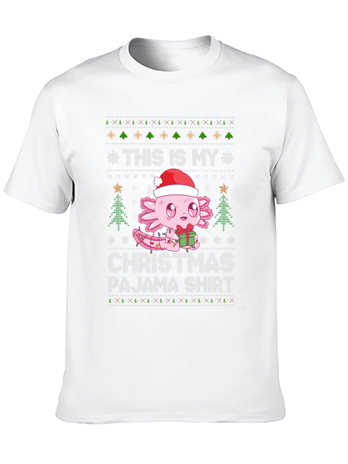 Axolotl Christmas Pajama Shirt - Ugly Sweater Style Tee