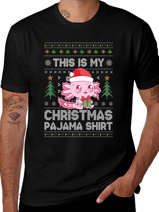 Axolotl Christmas Pajama Shirt - Ugly Sweater Style Tee