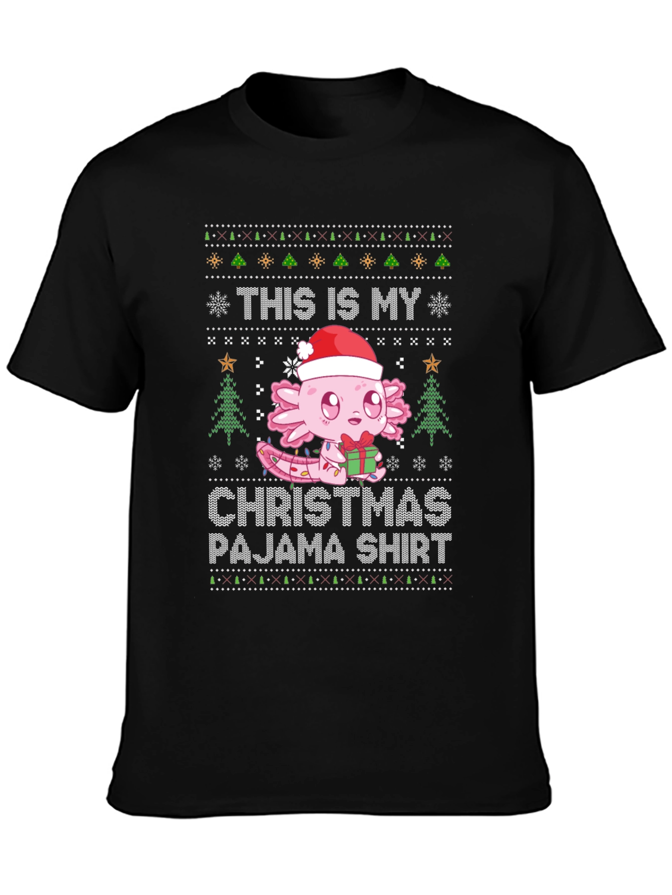 Axolotl Christmas Pajama Shirt - Ugly Sweater Style Tee