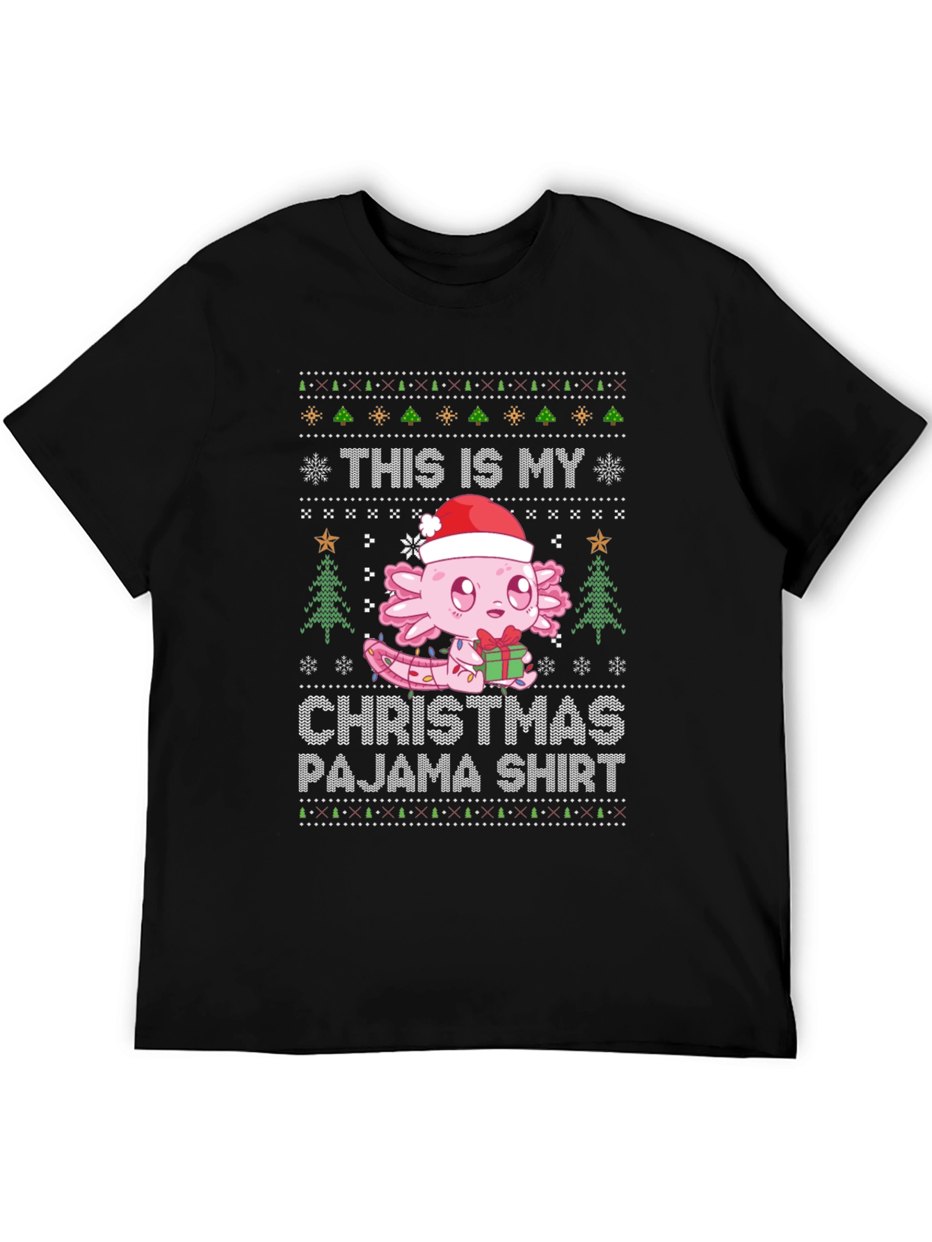 Axolotl Christmas Pajama Shirt - Ugly Sweater Style Tee