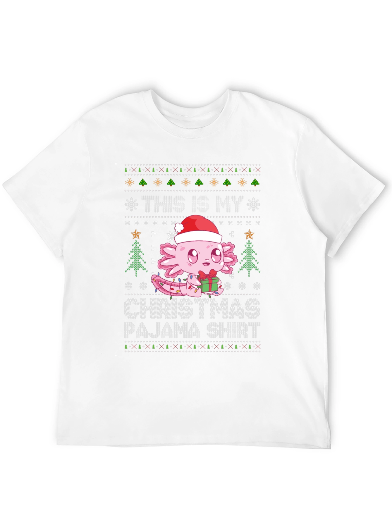 Axolotl Christmas Pajama Shirt - Ugly Sweater Style Tee