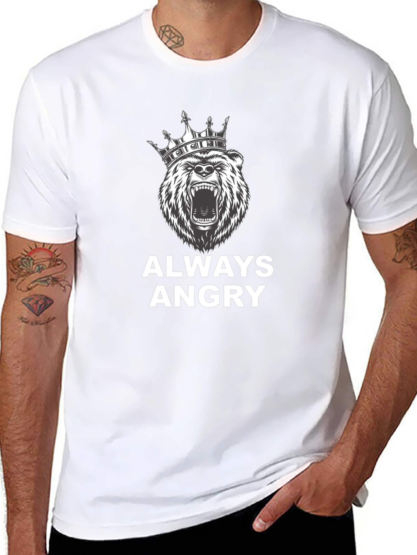 Angry Bear King Black T-Shirt